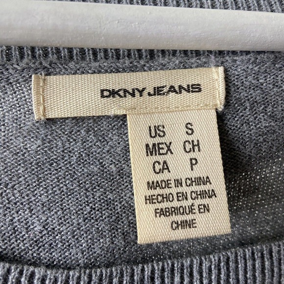 DKNY Gray and Pink Sparkle Color Blocked Sweater Sz S - Picture 7 of 7